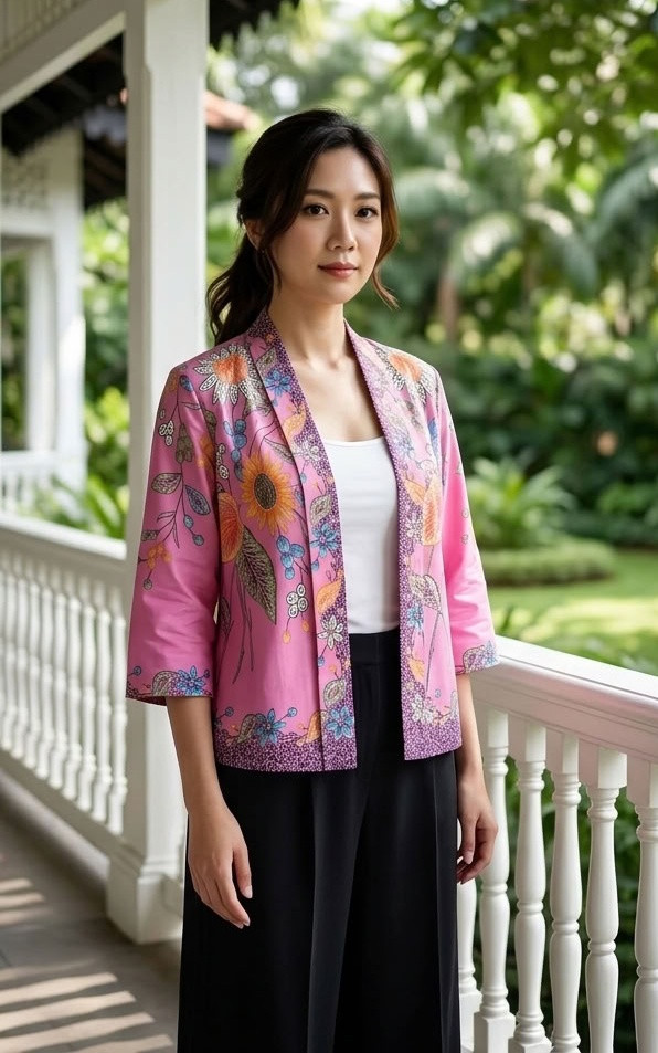 Nori Batik Kimono Jacket - Fuchsia