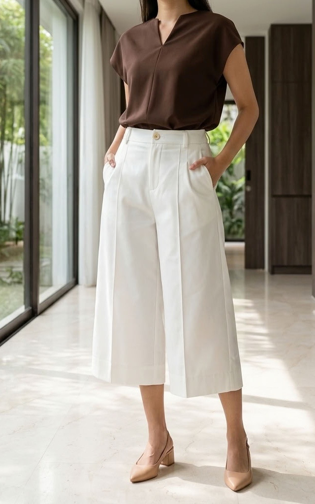 Maisie Wide Leg Culottes - White