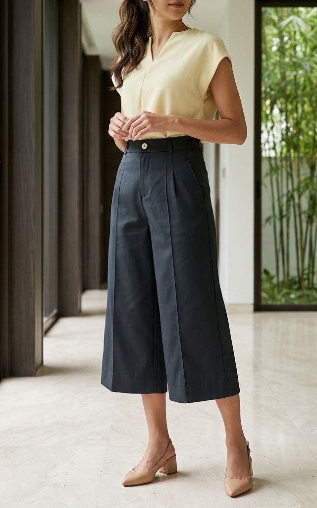 Maisie Wide Leg Culottes - Gunmetal