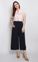 Buttons Flare Culottes - Navy