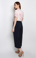 Buttons Flare Culottes - Navy