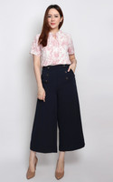 Buttons Flare Culottes - Navy