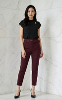 Belted Peg Trousers - Deep Berry