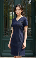 Contrast Seam Denim Dress