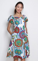 Printed Sweetheart Neck Dress