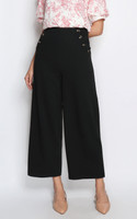 Side Buttons Pants - Black