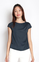 Asymmetrical Boatneck Top - Smoky Blue