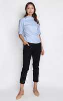Houndstooth Mock Neck Top - Blue