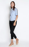 Houndstooth Mock Neck Top - Blue