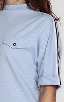 Houndstooth Mock Neck Top - Blue