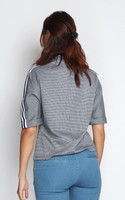 Houndstooth Mock Neck Top - Black