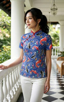 Prosperity Fish Cheongsam Top - Blue