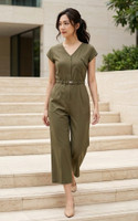 Belted Jumpsuit - Olive
