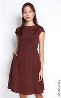 Asymmetrical Boatneck Dress - Rosewood