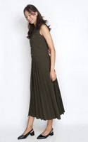 Asymmetrical Tux Midi Dress - Olive