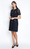 Pearl Buttons Lace Dress