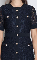 Pearl Buttons Lace Dress