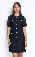 Pearl Buttons Lace Dress