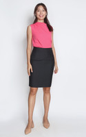 Asymmetrical Mock Neck Top - Watermelon Red