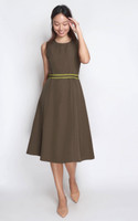 Contrast Scallop Belt Dress – Olive