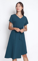 Asymmetrical Hem Dress - Teal | Singapore Online Work Dresses | ALYSSANDRA