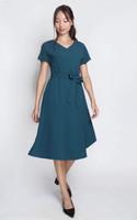 Asymmetrical Hem Dress - Teal | Singapore Online Work Dresses | ALYSSANDRA