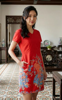 Batik Shift Dress - Red