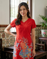 Batik Shift Dress - Red