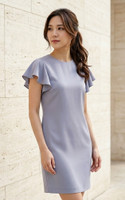 Ruffle Sleeves Shift Dress - Lavender Grey