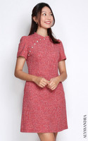 Tweed Cheongsam - Red | Modern Cheongsam Singapore | ALYSSANDRA