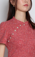 Tweed Cheongsam - Red | Modern Cheongsam Singapore | ALYSSANDRA