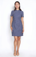 Tweed Cheongsam - Indigo | Modern Cheongsam Singapore | ALYSSANDRA