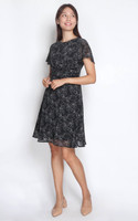 Wrap Waist Chiffon Dress - Black