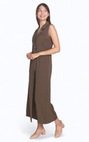 Asymmetrical Tux Jumpsuit - Cocoa | Ladies Office Wear Online Singapore | ALYSSANDRA