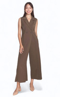 Asymmetrical Tux Jumpsuit - Cocoa | Ladies Office Wear Online Singapore | ALYSSANDRA