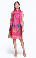 Detachable Collar Cheongsam - Magenta