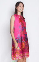Detachable Collar Cheongsam - Magenta