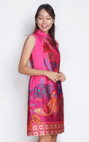 Detachable Collar Cheongsam - Magenta