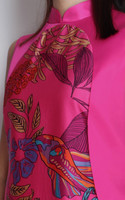 Detachable Collar Cheongsam - Magenta