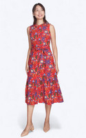 Enchanted Floral Midi Dress - Red