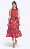 Enchanted Floral Midi Dress - Red