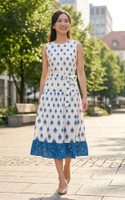 Printed Midi Dress - Blue