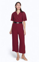 Cape Tux Jumpsuit - Burgundy