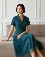 Tux Pleated Tulle Dress - Teal