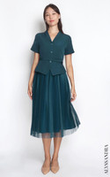 Tux Pleated Tulle Dress - Teal | Women's Dinner Dress Singapore