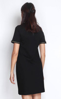 Contrast Trim Shift Dress - Black