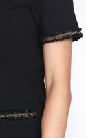 Contrast Trim Shift Dress - Black