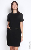 Contrast Trim Shift Dress - Black