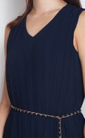 Micro Pleated Dress - Navy