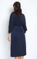 Waterfall Sleeves Dress - Navy